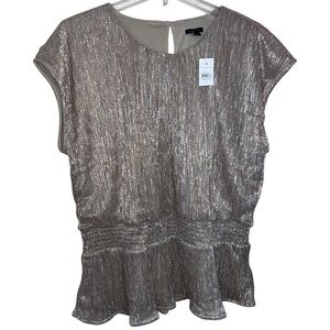 Ann Taylor Shimmery Gold Peplum Style Sleeveless Top Size XL NWT